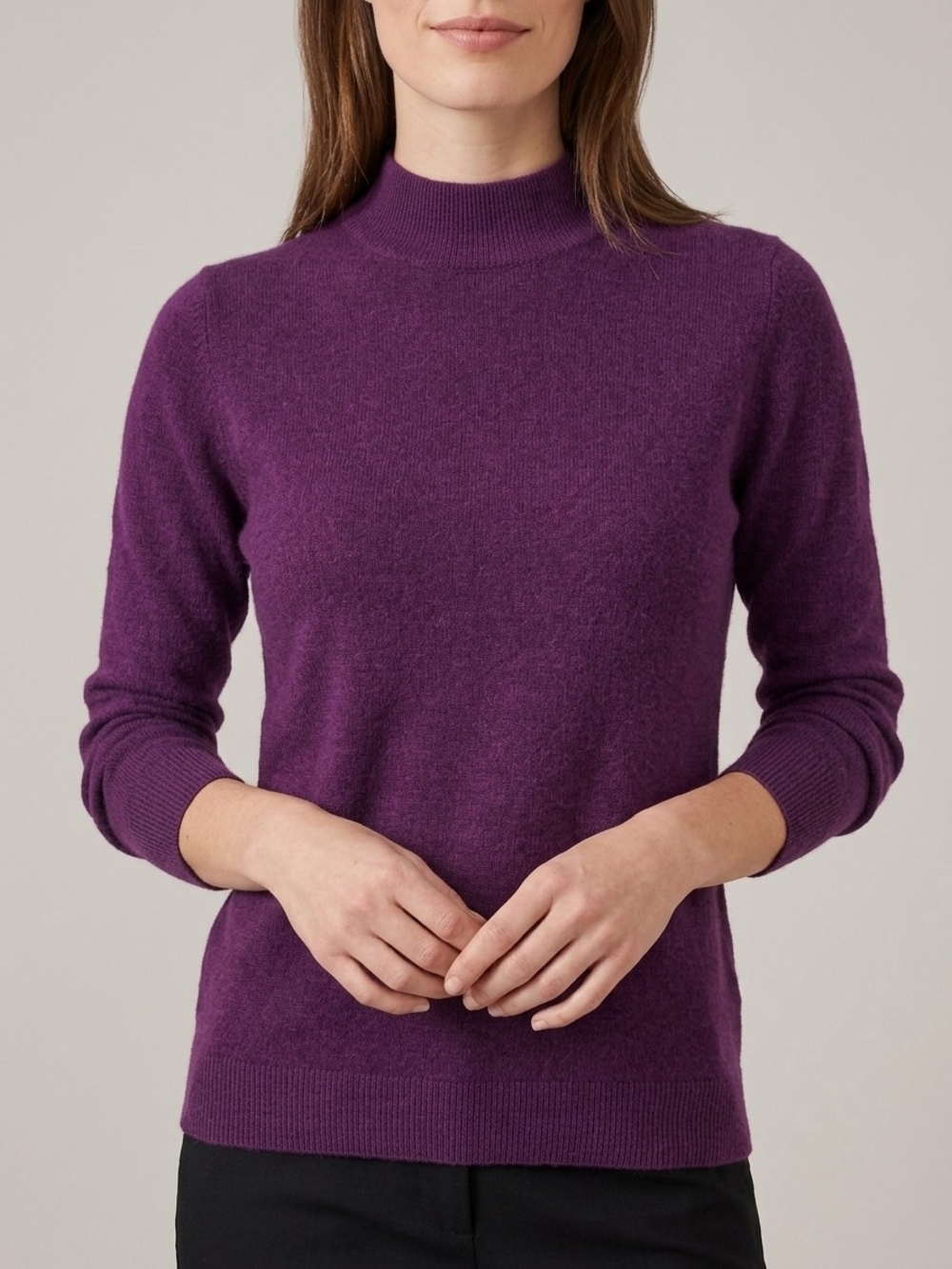 New Vila Milano Purple Knit Sweater L Mock Neck Pullover Cozy Fall Winter